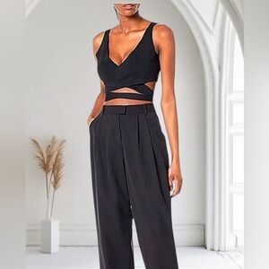 THE DROP MALIKA BLACK LIMITED EDITION WRAP AROUND SWEATER BRALETTE NWT SIZE XL